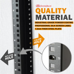 12U 19-Inch Open Frame AV Rack with Shelves, Wheels & Hardware