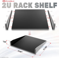 16U 19-Inch Open Frame AV Rack with Shelves, Wheels & Hardware
