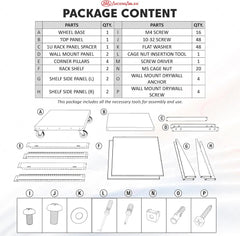 16U 19-Inch Open Frame AV Rack with Shelves, Wheels & Hardware