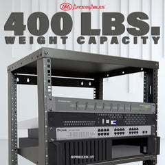 16U 19-Inch Open Frame AV Rack with Shelves, Wheels & Hardware