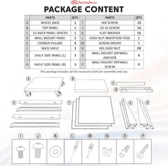 22U 19-Inch Open Frame AV Rack with Shelves, Wheels & Hardware