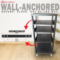 22U 19-Inch Open Frame AV Rack with Shelves, Wheels & Hardware