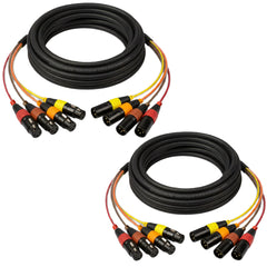 XLR 4-Channel Male to Female Multi-Color Snake Cable - 2 Pack