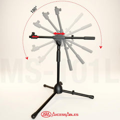AxcessAbles Short Microphone Stand with 34" Telescoping Boom Arm | Low Profile Mic Tripod for Drums and Guitar Amps
