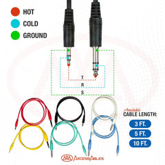 1/8-inch to 1/4-inch TRS Stereo Audio Cable 6-Pack – Multi-Color