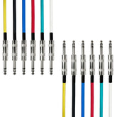 AxcessAbles 6.35mm (1/4") TRS to TRS Balanced Audio Cables, 20ft, 6-Pack, Multi-Color, Male-to-Male, Studio & Home Audio
