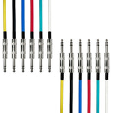 1/4-Inch TRS (Stereo) Multi-Colored Balanced Patch Cables Metal Connectors (6 Pack)