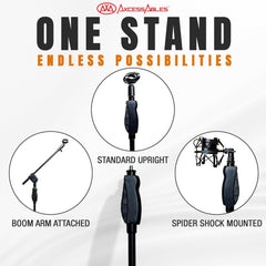Quick Grip Height Adjustment Mic Stand Tripod Base and Boom Extension