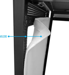AxcessAbles Portable DJ Facade Booth with Black and White Lighting Scrims, Carry Cases | Standing DJ Table - 40" x 20" | DJ Controller Stand | Recording Mixer Stand | DJ Booth (ES-01)