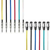 AxcessAbles XLR Male to 6.35mm (1/4") TRS Balanced Audio Cables, 15ft, 6-Pack, Multi-Color, XLR to TRS Patch Cords for Speakers, Microphones & Studio Audio