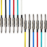1/4-Inch TS (Mono) Multi-Colored Unbalanced Patch Cables (2ft-6 Pack)