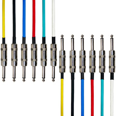 AxcessAbles Audio 1/4-Inch TS Speakers Guitar Cables- 20ft | TS 1/4" Guitar Cables| Male to Male 20ft Multicolor Instrument Cords (20ft - 6 Pack)