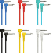1/4-inch TS (Mono) Right Angle Guitar Audio Multi-Color Patch Cable 6-Pack