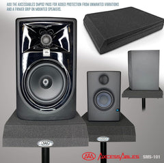 AxcessAbles Studio Monitor Speaker Stands Pair. 80lb Capacity per Stand. Adjustable Height 26" - 42". Metal Constructed Stands Ideal for Surround Sound, Bookshelf and Monitoring Speakers
