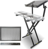 AxcessAbles Dual Tier Keyboard Stand – Heavy Duty Adjustable X-Style Piano Stand with 2nd Tier for 54/61/64/88-Key Digital Pianos, Synths, Laptops & Sheet Music