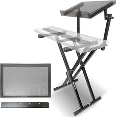 AxcessAbles Dual Tier Keyboard Stand – Heavy Duty Adjustable X-Style Piano Stand with 2nd Tier for 54/61/64/88-Key Digital Pianos, Synths, Laptops & Sheet Music