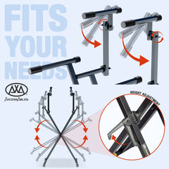 AxcessAbles Dual Tier Keyboard Stand – Heavy Duty Adjustable X-Style Piano Stand with 2nd Tier for 54/61/64/88-Key Digital Pianos, Synths, Laptops & Sheet Music
