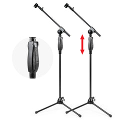 Quick Grip Height Adjustment Mic Stand Tripod Base and Boom Extension 2-Pack