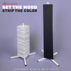 Portable Moving Head Light Totem Stand in Black or White with Scrims