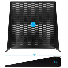 2U Vented Rack Shelf with Protective Edges 18-Inch Deep (Single) - OB
