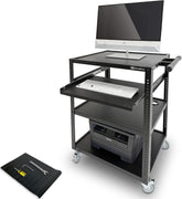 Mobile AV Utility Cart with Locking Casters and Pullout Keyboard Tray