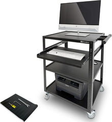 Mobile AV Utility Cart with Locking Casters and Pullout Keyboard Tray
