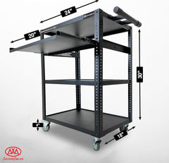 Mobile AV Utility Cart with Locking Casters and Pullout Keyboard Tray