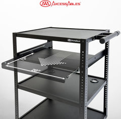 Mobile AV Utility Cart with Locking Casters and Pullout Keyboard Tray