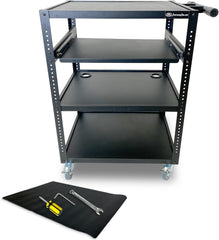 Mobile AV Utility Cart with Locking Casters and Pullout Keyboard Tray