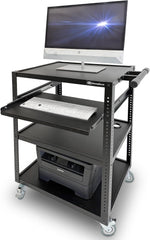 Mobile AV Utility Cart with Locking Casters and Pullout Keyboard Tray
