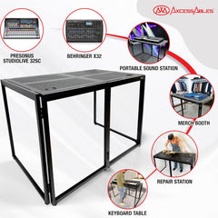 Portable DJ Table Mobile Mixing Console Workstation Event Desk