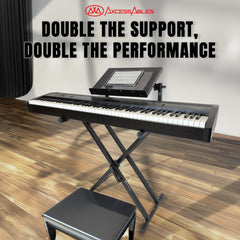 Portable Two-Tier DJ Table Workstation X Stand with Tabletops