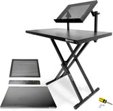 Portable Two-Tier DJ Table Workstation X Stand with Tabletops