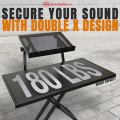 Portable Two-Tier DJ Table Workstation X Stand with Tabletops