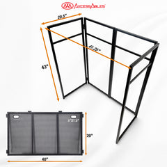 Portable DJ Facade Booth Table with White Scrim and Carry Case