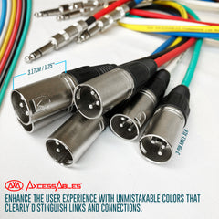 1/4-Inch TRS (Stereo) to Male XLR Multi-Color Metal Cables (6 Pack)
