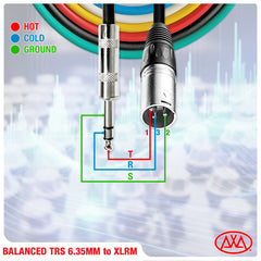 1/4-Inch TRS (Stereo) to Male XLR Multi-Color Metal Cables (6 Pack)