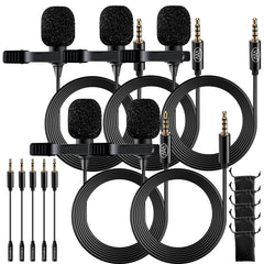 Lavalier Clip-On Condenser Microphone with 5ft TRRS 3.5mm Cable Adapter