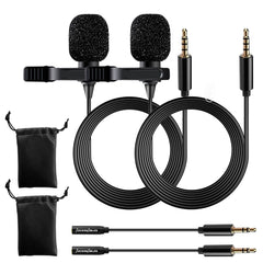 Lavalier Clip-On Condenser Microphone with 5ft TRRS 3.5mm Cable Adapter