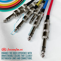 1/4-Inch TRS (Stereo) Multi-Color Patch Cables Metal Connectors (6 Pack)