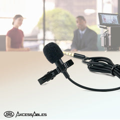 Lavalier Clip-On Condenser Microphone with 5ft TRRS 3.5mm Cable Adapter