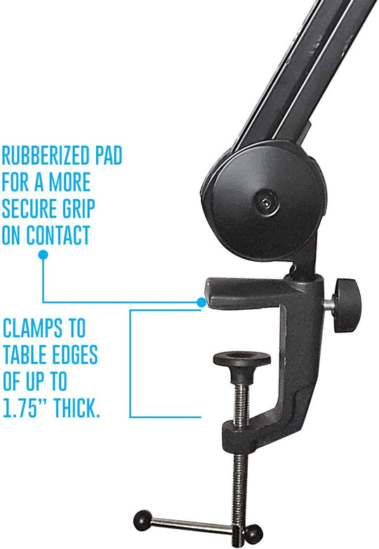 AxcessAbles MBAL 3.3ft Heavy Duty Desk-mount Microphone Boom Arm Suspension Stand with 6ft XLR Cable for Most Microphones