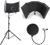 Large Recording Studio Mic Isolation Shield with 3 Tier Tripod Stand - OB