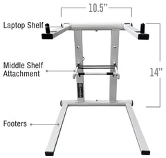 AxcessAbles DJLTS-01 DJ Tabletop Laptop Stand with Bag. For Home Office, Standing Desk, PC, Gaming, DJ, Studio. Ergonomic, Elevated Riser Compatible with MacBook (White) - Open Box