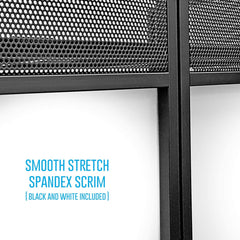 Rent a Portable DJ Facade Booth Table with Black and White Scrims (ES-01)