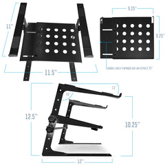 Two-Tier Adjustable DJ Laptop Stand with Clamps, Black or White