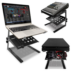 Two-Tier Adjustable DJ Laptop Stand with Clamps, Black or White
