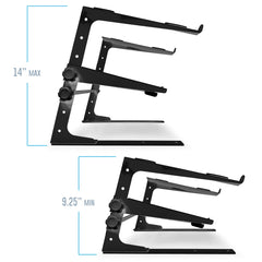 Two-Tier Adjustable DJ Laptop Stand with Clamps, Black or White