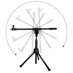 Heavy-Duty Tripod Low Profile Microphone Stand with Telescoping Boom