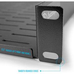 1U Vented Rack Shelf with Protective Edges 12-Inch Deep (2-Pack)